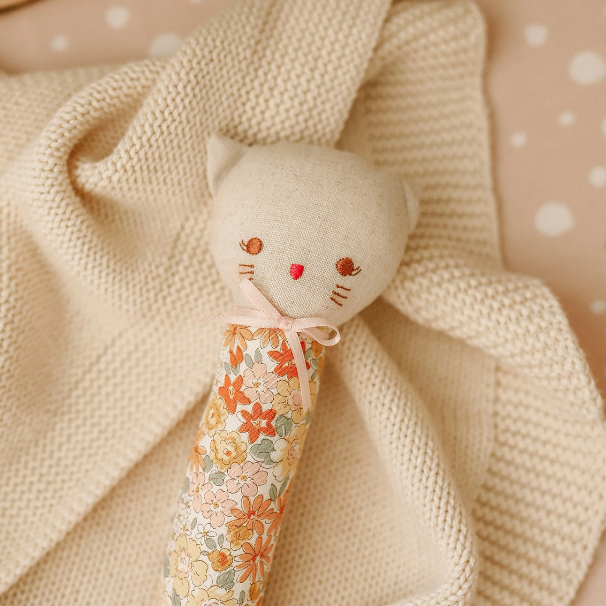 Alimrose Odette Kitty Hand Squeaker - Sweet Marigold