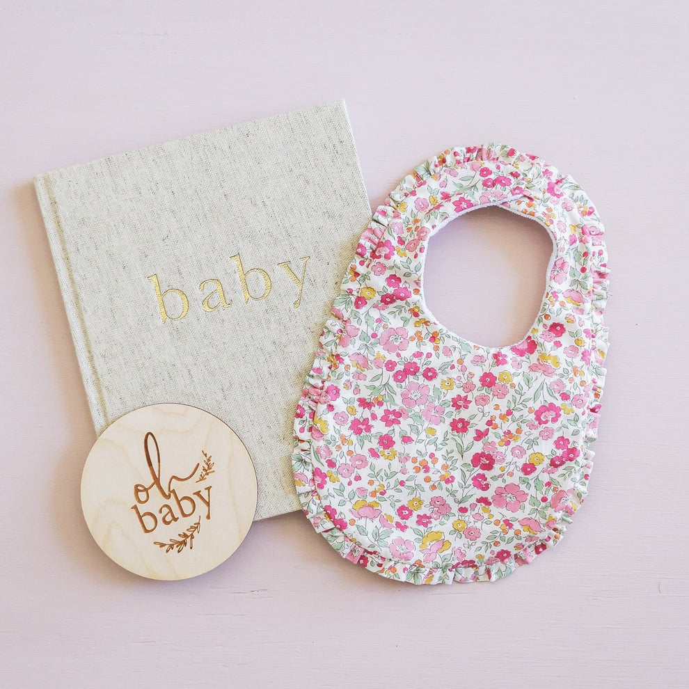 Alimrose Ruffle Edge Bib - Rose Garden