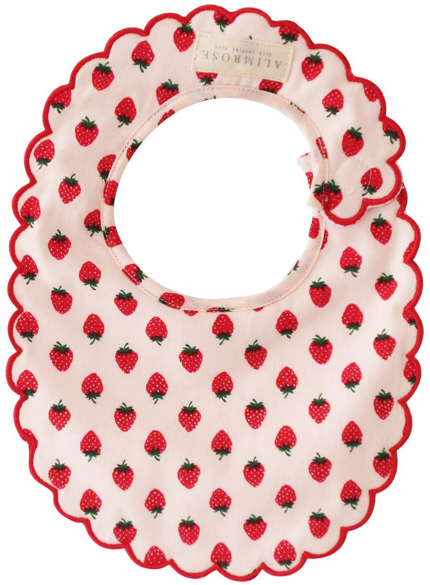 Alimrose Scallop Bib - Strawberries