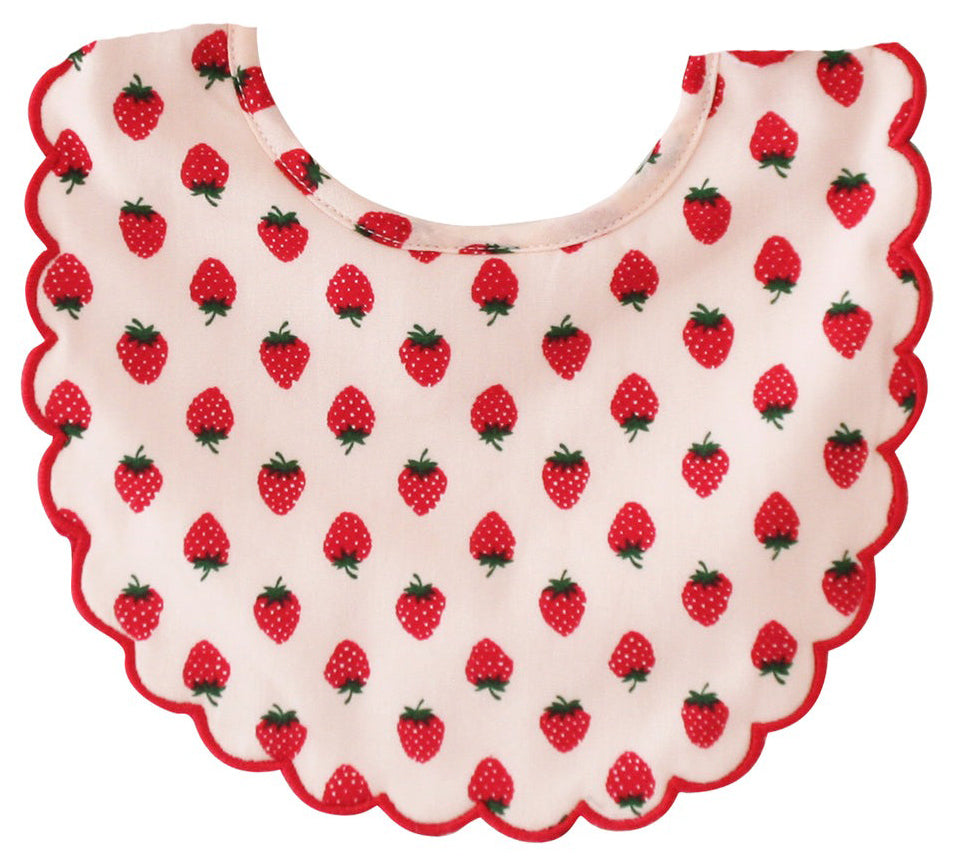 Alimrose Scallop Bib - Strawberries