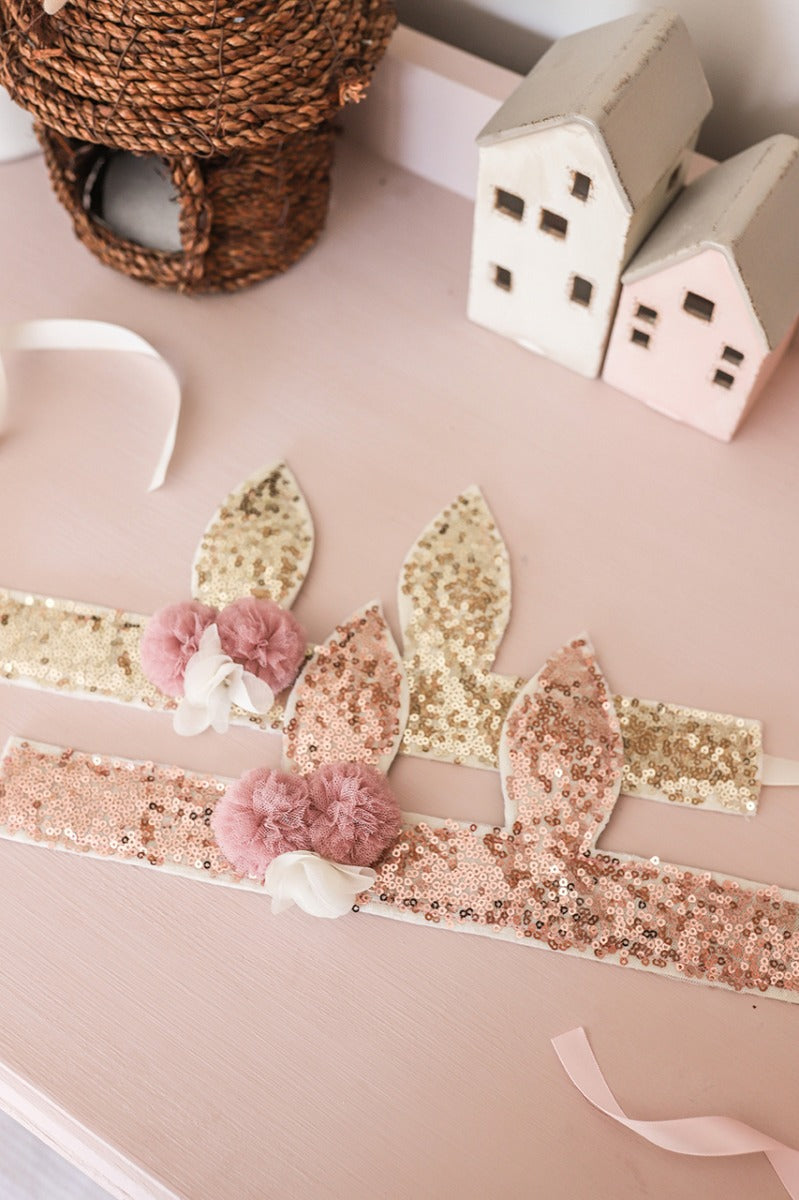 Alimrose Sequin Bunny Crown - Gold