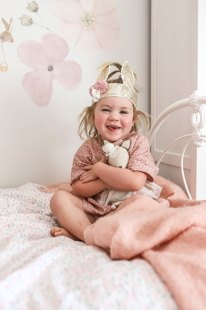 Alimrose Sequin Bunny Crown - Gold