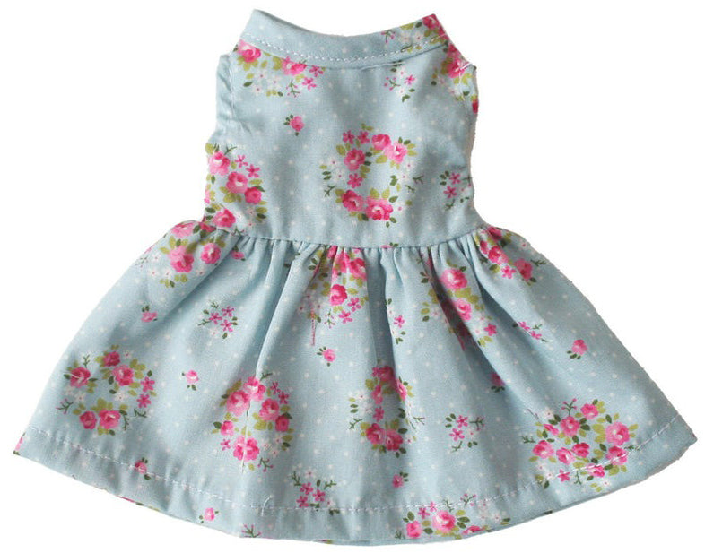 Alimrose Small Doll Dress - Blue Rose Floral (20-28cm)