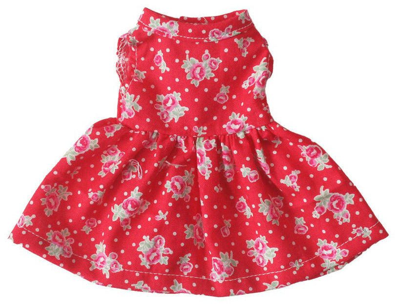 Alimrose Small Doll Dress - Red Floral (20-28cm)
