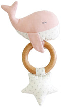 Alimrose Whimsy Whale Teether Rattle Squeaker - Pink