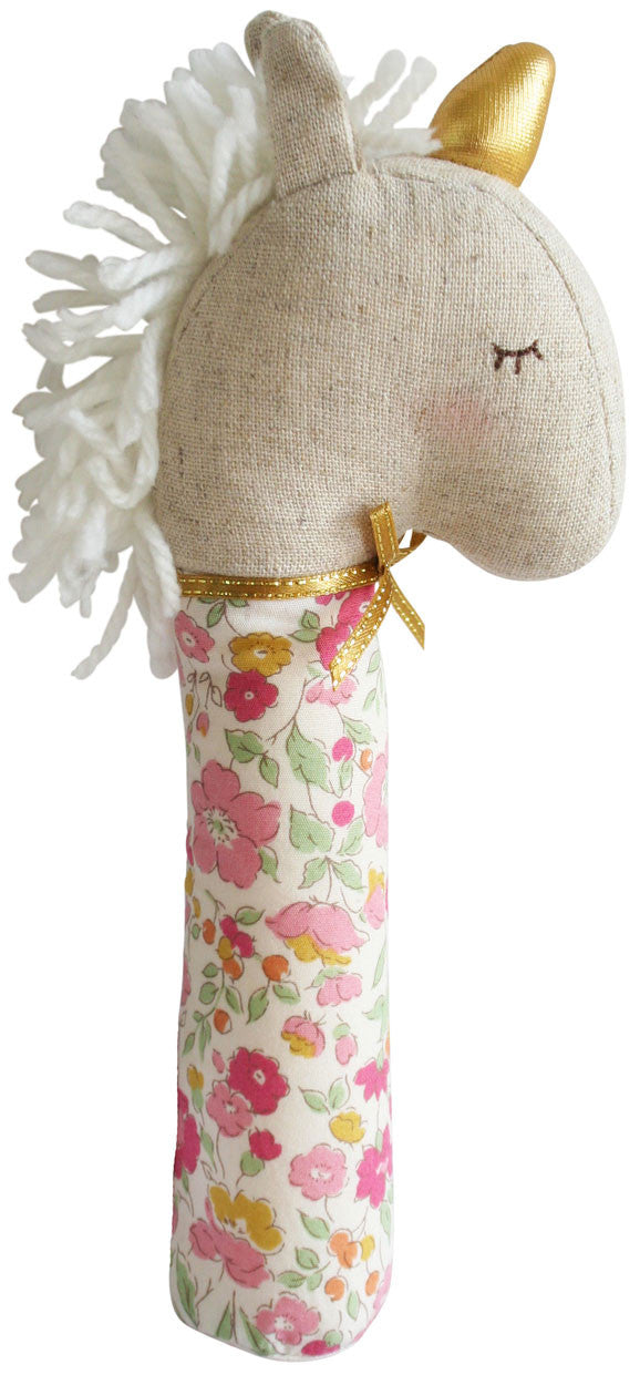 Alimrose Yvette Unicorn Hand Squeaker - Rose Garden