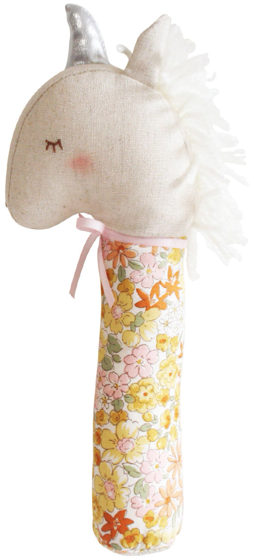 Alimrose Yvette Unicorn Hand Squeaker - Sweet Marigold