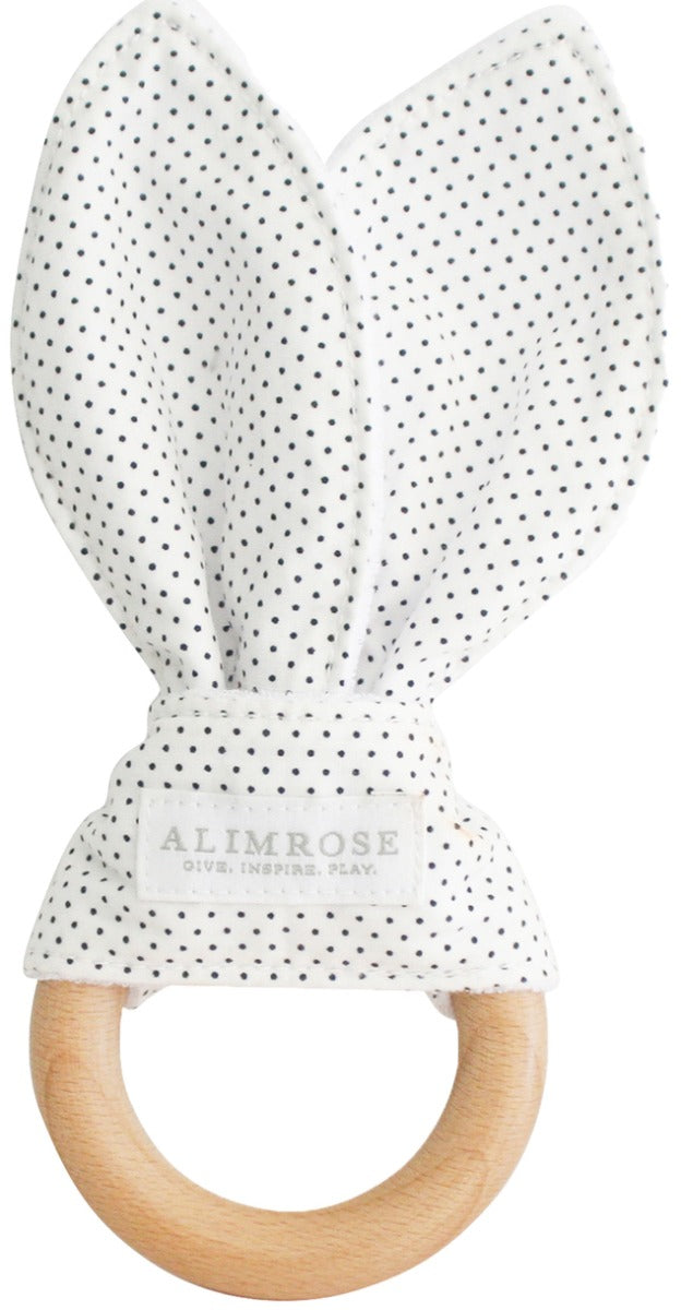 Alimrose Bailey Bunny Teether - Navy Spot