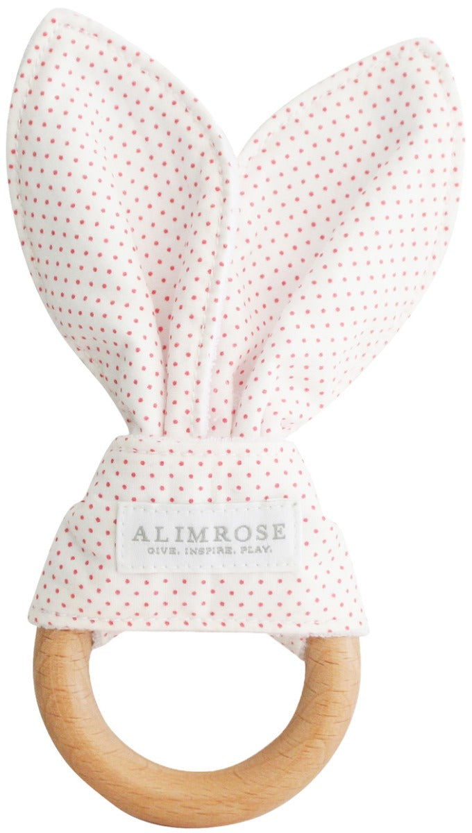 Alimrose Bailey Bunny Teether - Spot Pink