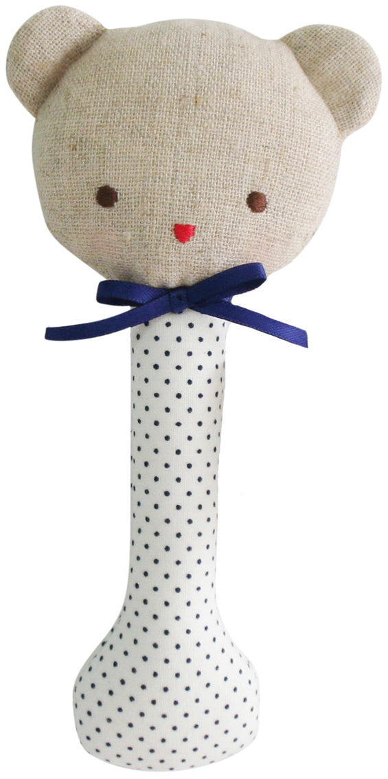 Alimrose Bear Stick Rattle - Navy Spot