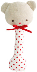 Alimrose Bear Stick Rattle - Red Spot