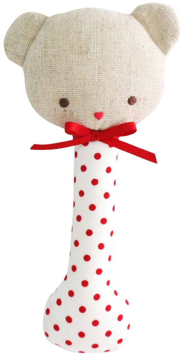 Alimrose Bear Stick Rattle - Red Spot