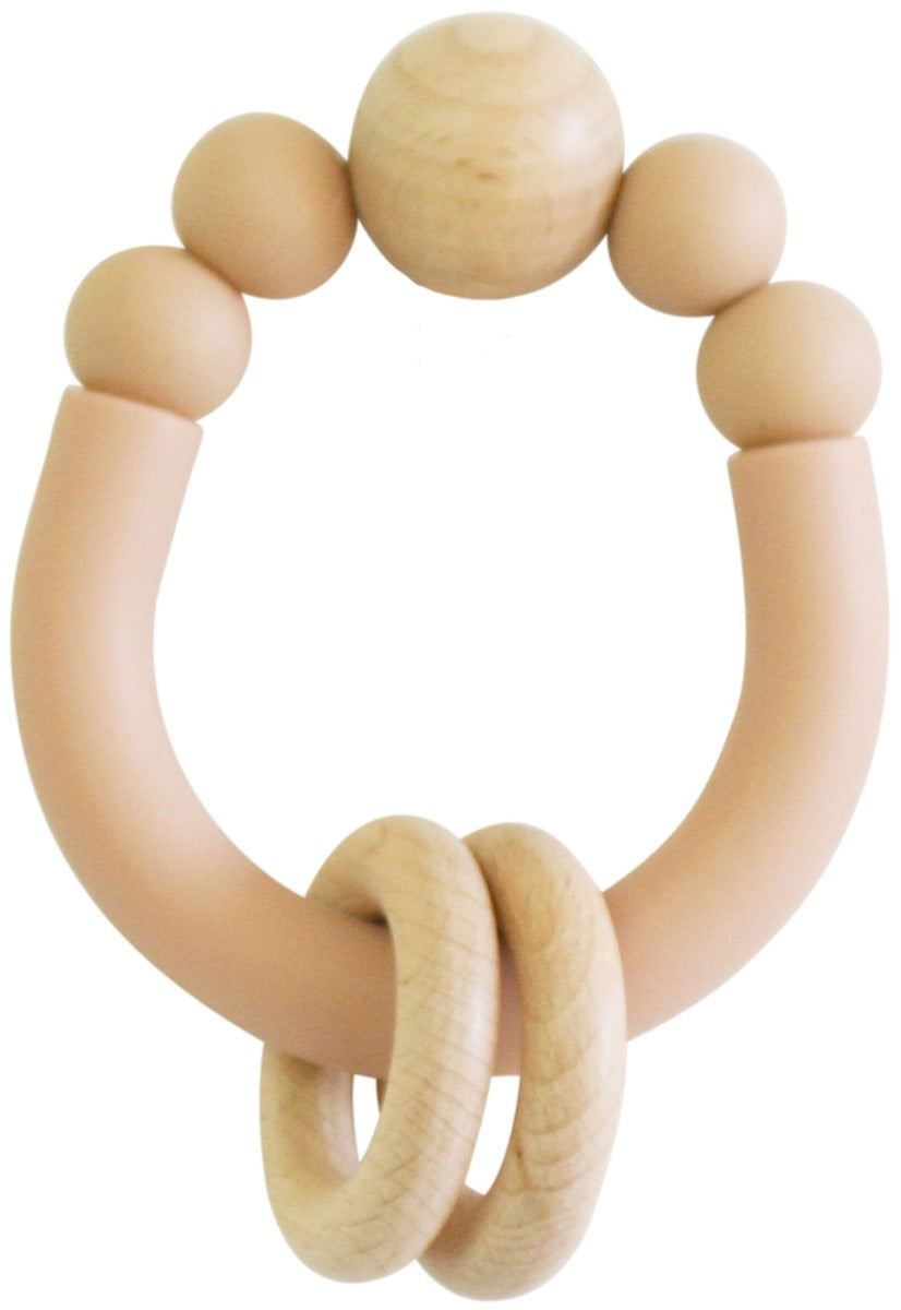 Alimrose Remy Beechwood Silicone Teether - Apricot