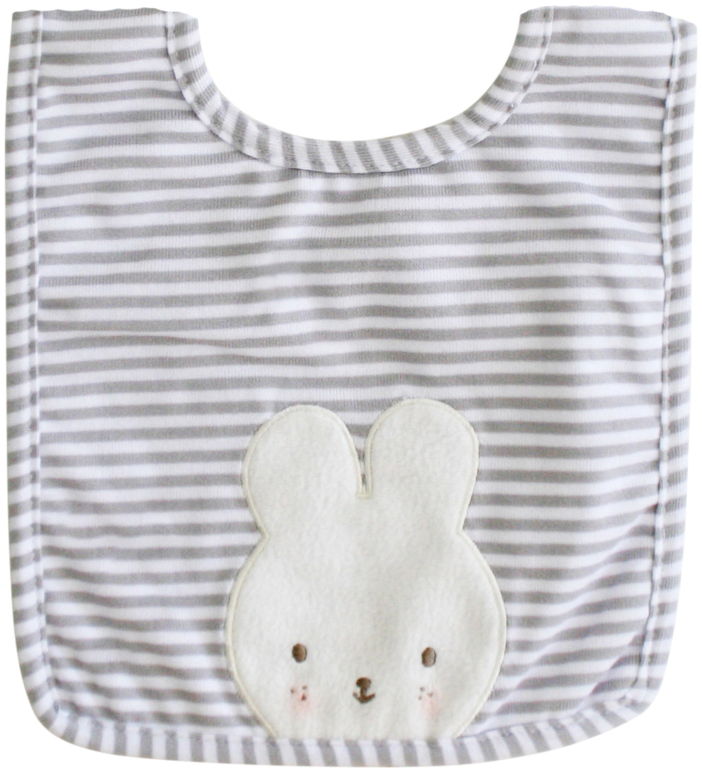 Alimrose Baby Bunny Bib - Grey Stripe