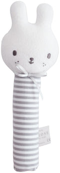 Alimrose Baby Bunny Hand Squeaker - Grey Stripe