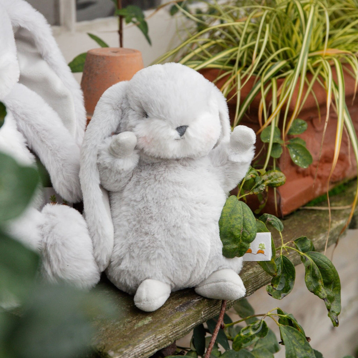 Bunnies by the Bay Tiny Standing Nibble Bunny - Grey (20cm)