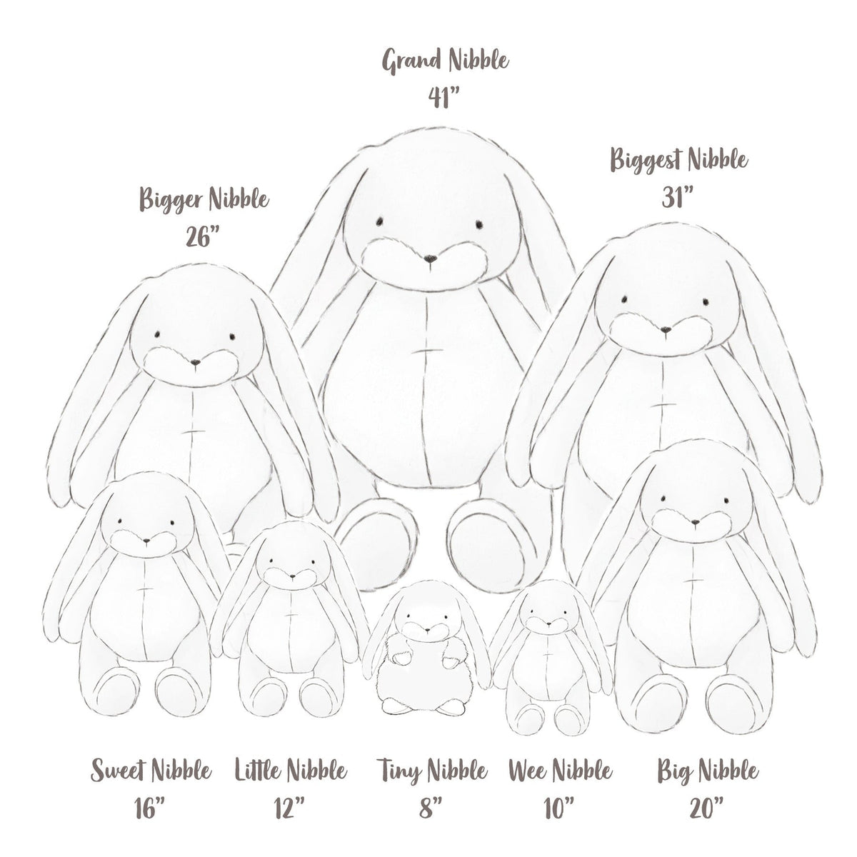 Bunnies by the Bay Tiny Standing Nibble Bunny - Grey (20cm)