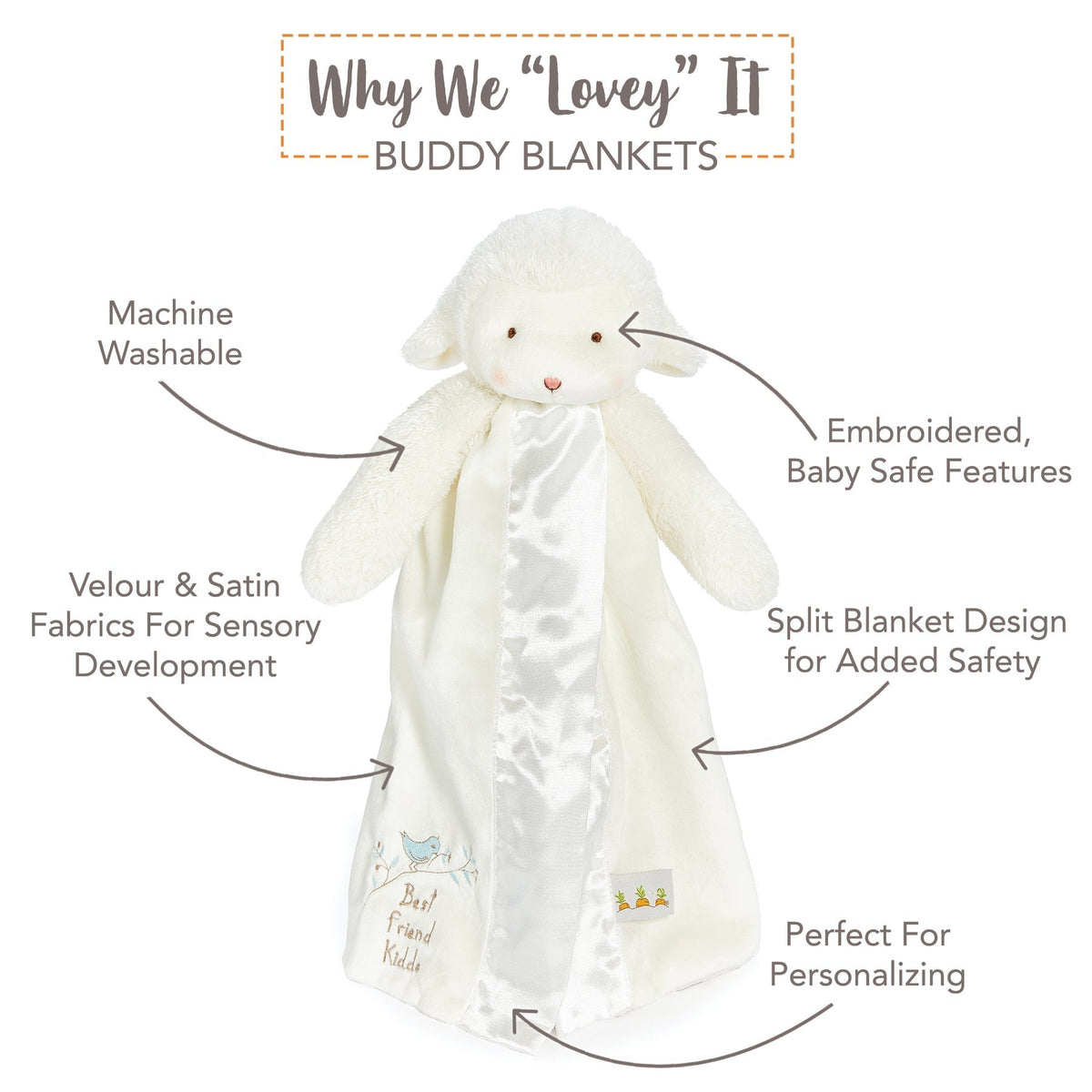 Bunnies by the Bay Kiddo Lamb Buddy Blanket (38cm)