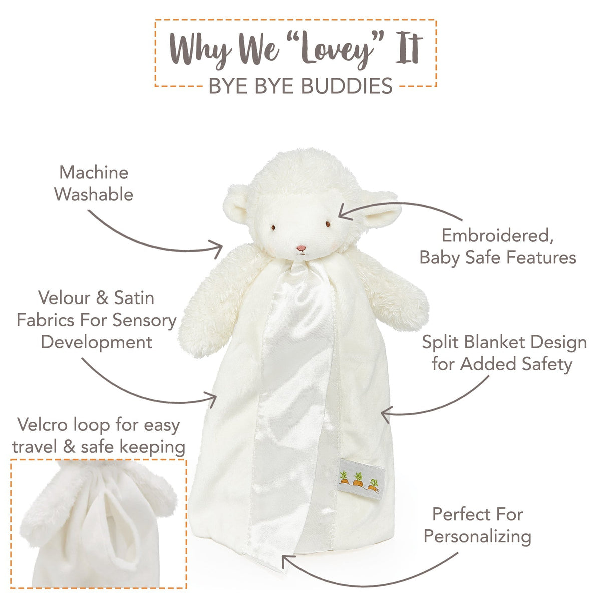 Bunnies by the Bay Kiddo Lamb Bye Bye Buddy - White (30cm)