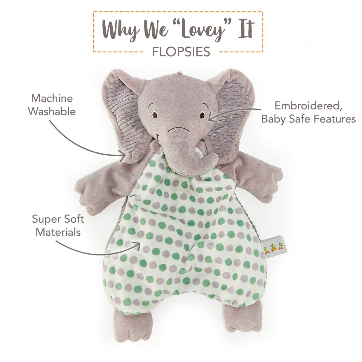 Bunnies by the Bay Penny the Elephant Flopsie Comforter (36cm)
