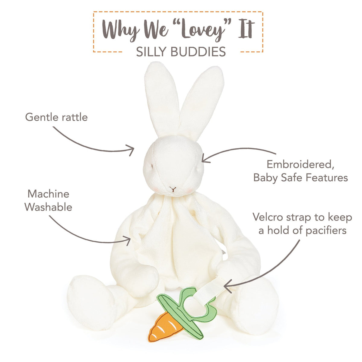 Bunnies by the Bay Bun Bun Bunny Silly Buddy - White (32cm)