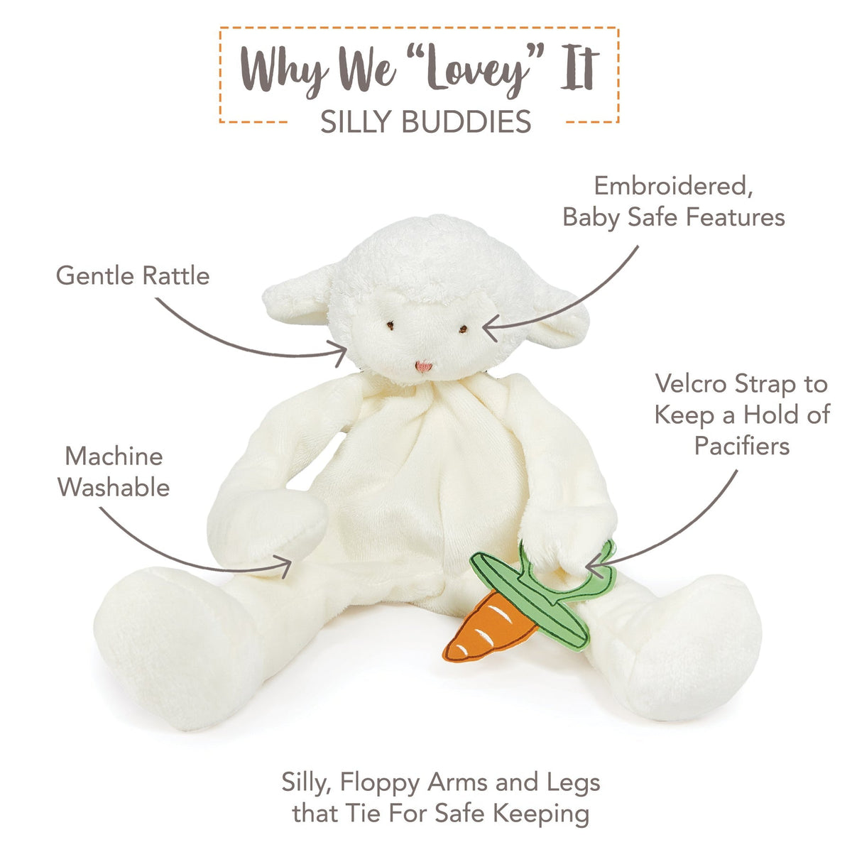 Bunnies by the Bay Kiddo Lamb Silly Buddy - White (28cm)