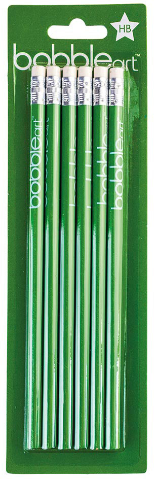 Bobble Art Green Pack of HB Pencils with Erasers 6pk