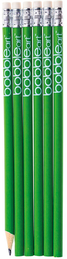 Bobble Art Green Pack of HB Pencils with Erasers 6pk