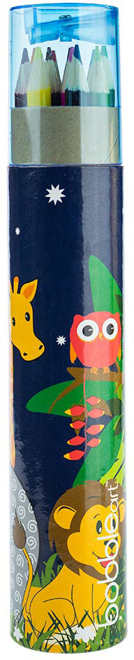 Bobble Art Jungle Coloured Pencil Tube & Sharpener 12pk
