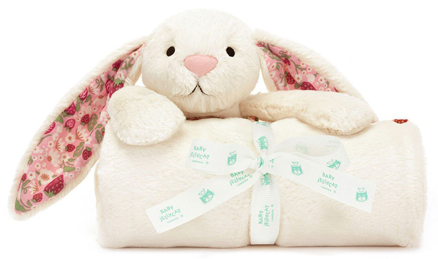 Jellycat Bashful Blossom Cream Bunny Berry Blankie (70cm)