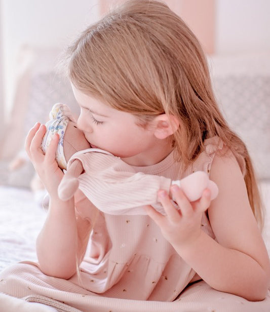 Bonikka Baby Doll in Knitted Carry Cot - Pink (25cm)