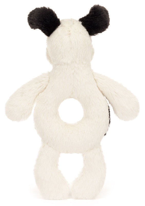 Jellycat Bashful Black & Cream Puppy Ring Rattle (18cm)