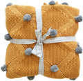 Alimrose Organic Pom Pom Blanket - Butterscotch & Grey