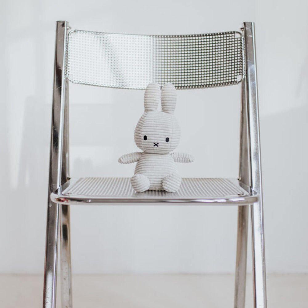 Miffy Plush Sitting ECO Corduroy - Soft Grey (23cm)