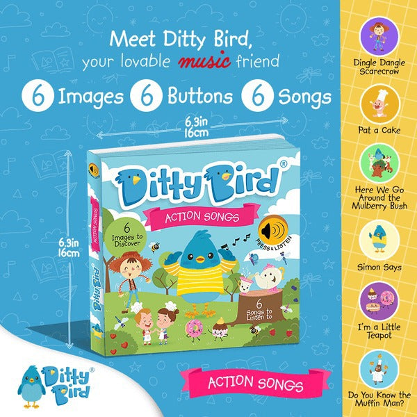 Ditty Bird Interactive Rechargeable Board Book - Action Songs