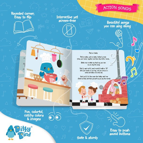 Ditty Bird Interactive Rechargeable Board Book - Action Songs