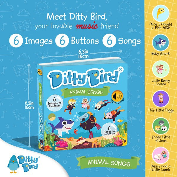 Ditty Bird Interactive Rechargeable Board Book - Animal Songs
