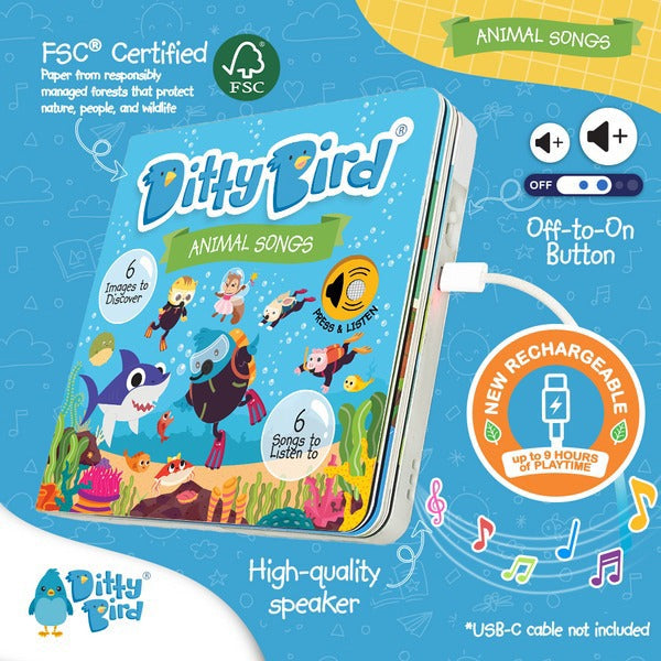 Ditty Bird Interactive Rechargeable Board Book - Animal Songs