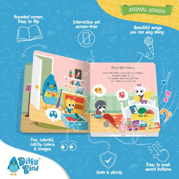Ditty Bird Interactive Rechargeable Board Book - Animal Songs