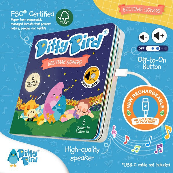 Ditty Bird Interactive Rechargeable Board Book - Bedtime Songs
