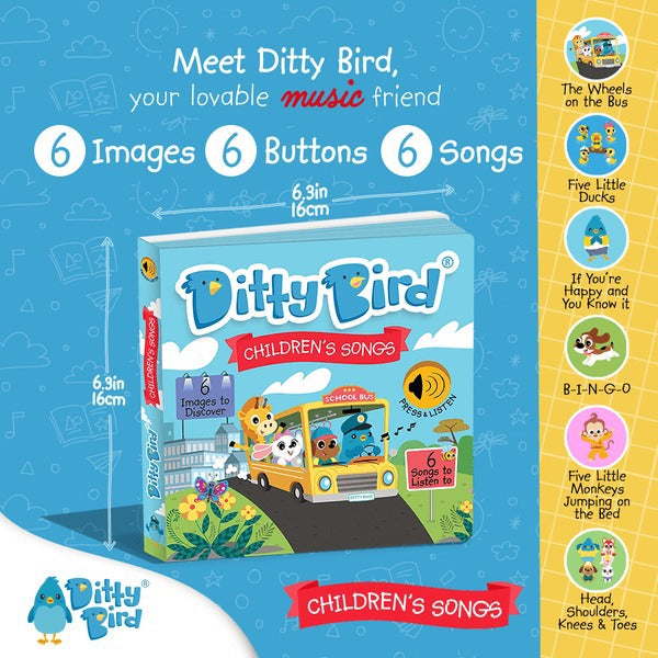 Ditty Bird Interactive Rechargeable Board Book - Children's Songs