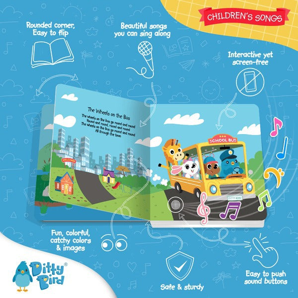 Ditty Bird Interactive Rechargeable Board Book - Children's Songs
