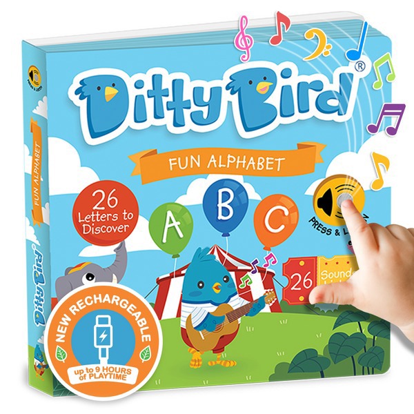 Ditty Bird Interactive Rechargeable Board Book - Fun Alphabet
