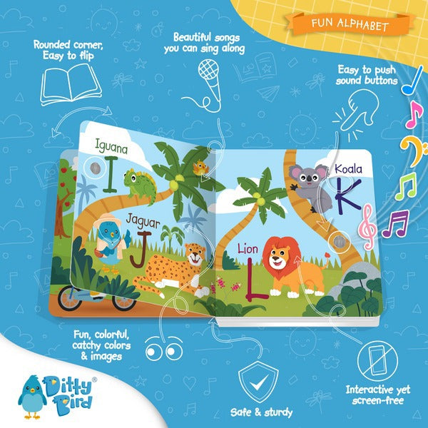 Ditty Bird Interactive Rechargeable Board Book - Fun Alphabet