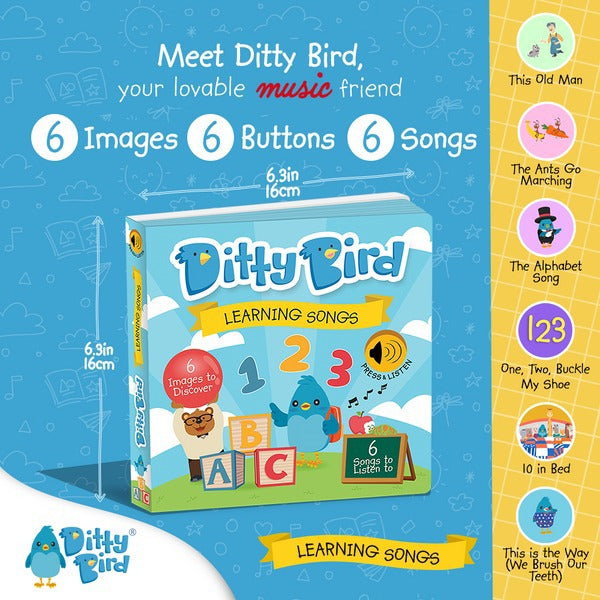 Ditty Bird Interactive Rechargeable Board Book - Learning Songs