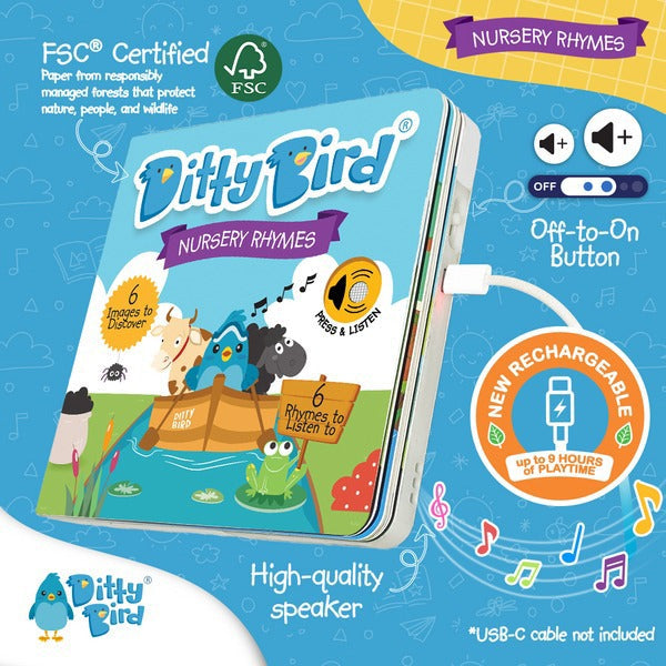 Ditty Bird Interactive Rechargeable Board Book - Nursery Rhymes