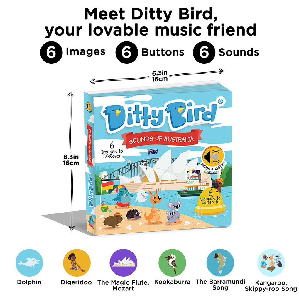 Ditty Bird Interactive Rechargeable Board Book - Sounds of Australia
