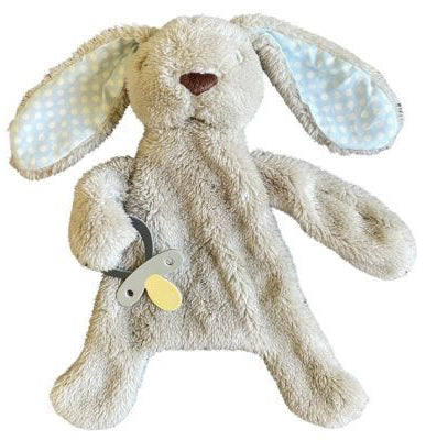 ES Kids Bunny Comforter with Dummy Holder - Beige/Blue (30cm)