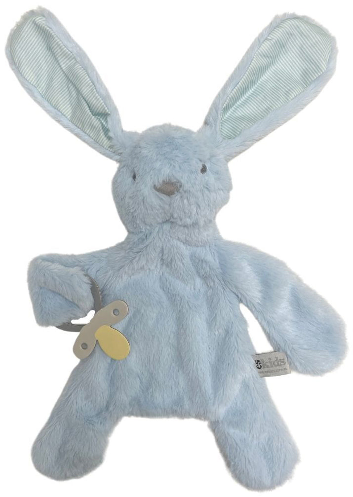 ES Kids Bunny Comforter with Dummy Holder - Blue Stripe (30cm)