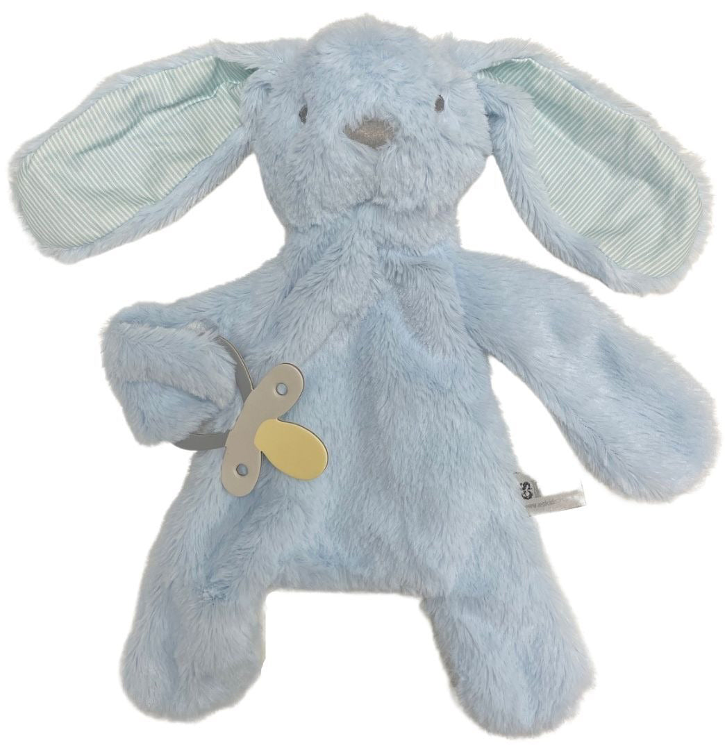 ES Kids Bunny Comforter with Dummy Holder - Blue Stripe (30cm)